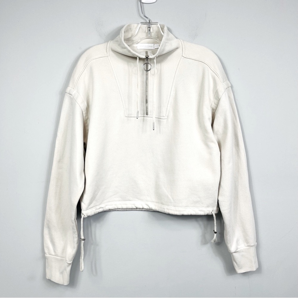 JONATHAN SIMKHAI STANDARD Zella Cropped Half Zip Sweatshirt Top French Terry S - Picture 8 of 16